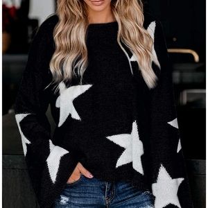 Women’s Lantern Long Sleeve Star Knit Sweater